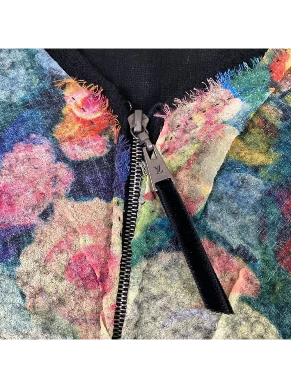 Louis Vuitton Dress S Light Blue Pink Multi Flower Pattern Hizajo Wool 36